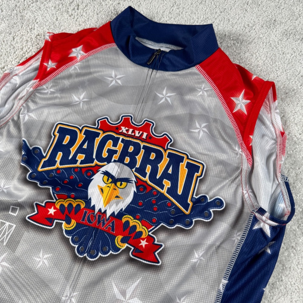 Primal RAGBRAI XLVI Cycling Jersey Women Large Gray Sleeveless Eagle Iowa Bike